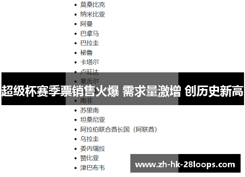 超级杯赛季票销售火爆 需求量激增 创历史新高 超级杯赛季票销售火爆 需求量激增 创历史新高